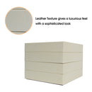 Set of 4 Stackable Leather Jewelry Tray Organizer (Ivory)