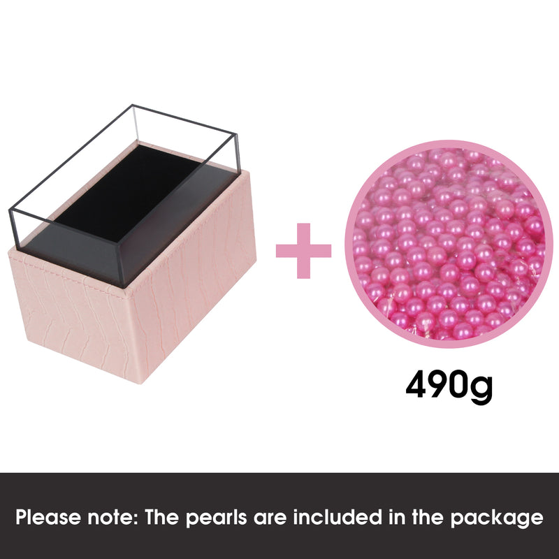 Syntethic Pink Leather Makeup Brush Holder with Pink Pearl