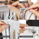 Set of 3 Acrylic Mirror Hanging Jewelry Necklace Organizer with 28 Hooks and Rod