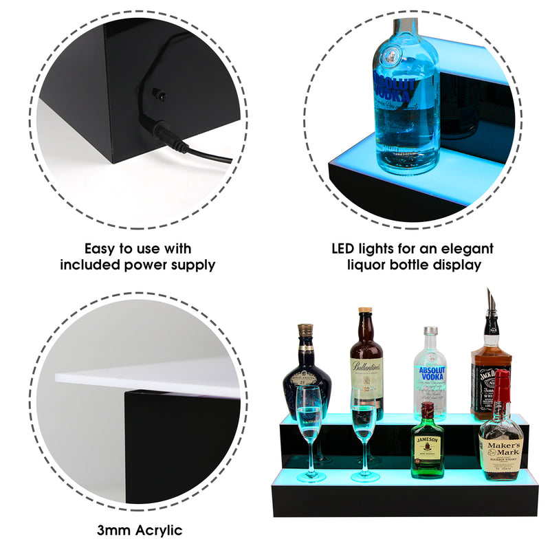 2 Step LED Lighted Liquor Bottle Holder, 24 Inches