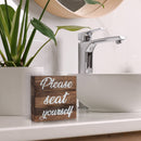 Double Sided Funny Bathroom Sign Box (Rustic Wood)