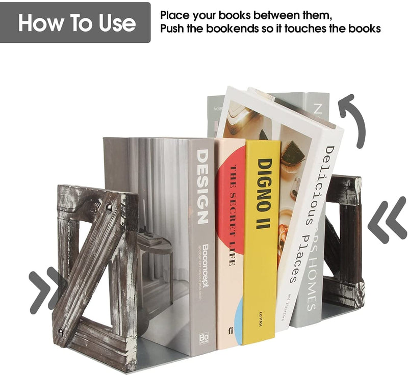 Decorative Rustic Bookends- Set of 2