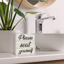 Double Sided Funny Bathroom Sign Box (White Wood)