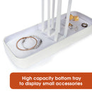 3 Tier Wood Jewelry Display Tree Stand with Leather Tray (White)