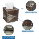 Set of 2 Rustic Wood Square Tissue Box Holder Cover
