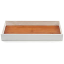 Leather Bamboo Storage Valet Tray Organizer (White)