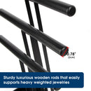 3 Tier Wood Jewelry Display Tree Stand with Leather Tray (Black)