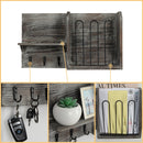 Rustic Wood Key and Mail Holder with 3 Hooks and Shelf