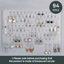 Frosted Acrylic Wall Mount Earring, Jewelry Display Organizer with 94 Holes