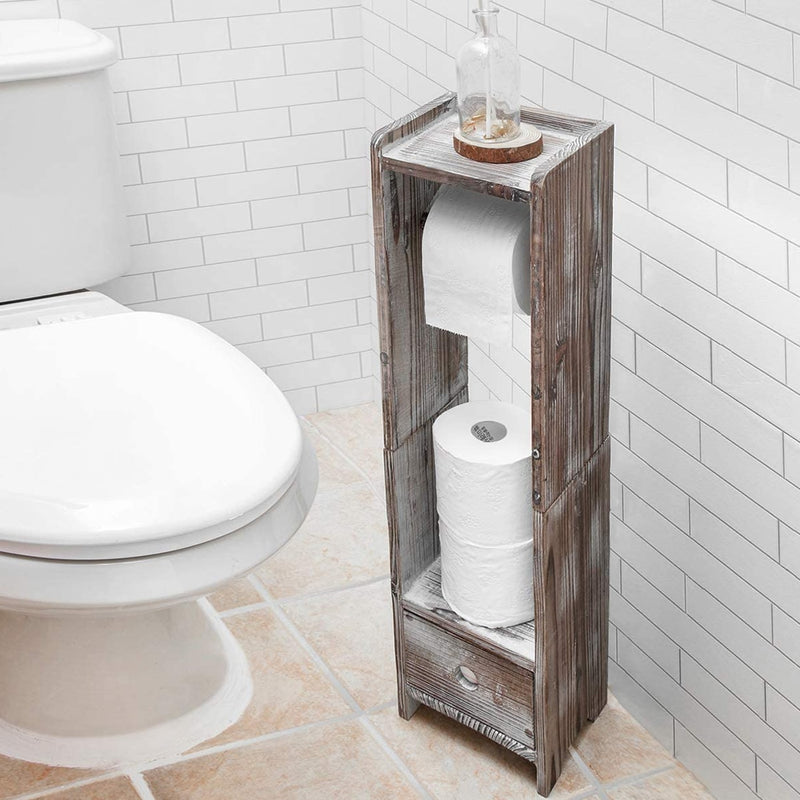 Rustic Wood Toilet Paper Holder Stand with Drawer – J JACKCUBE DESIGN