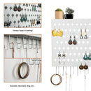 White Wall Mounted Jewelry Organizer Display with 109 Holes & 19 Hooks