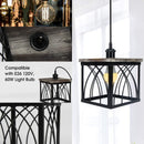 Farmhouse Wooden Metal Pendant Ceiling Light