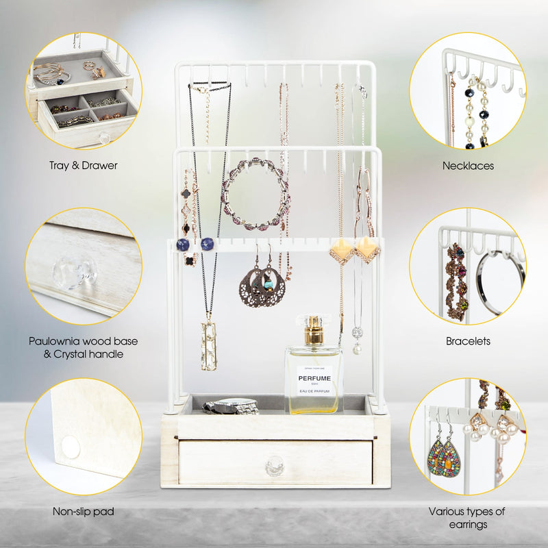 Rustic Jewelry Display Organizer with Drawer