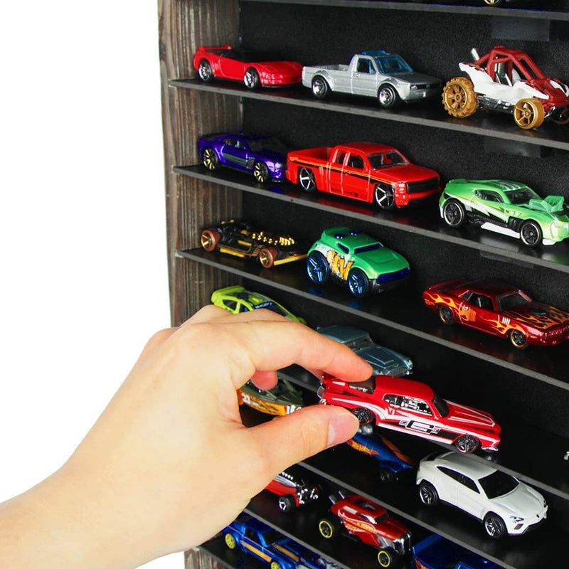 Hot Wheels 1/64 Scale Diecast Model Cars Display (Rustic Wood)