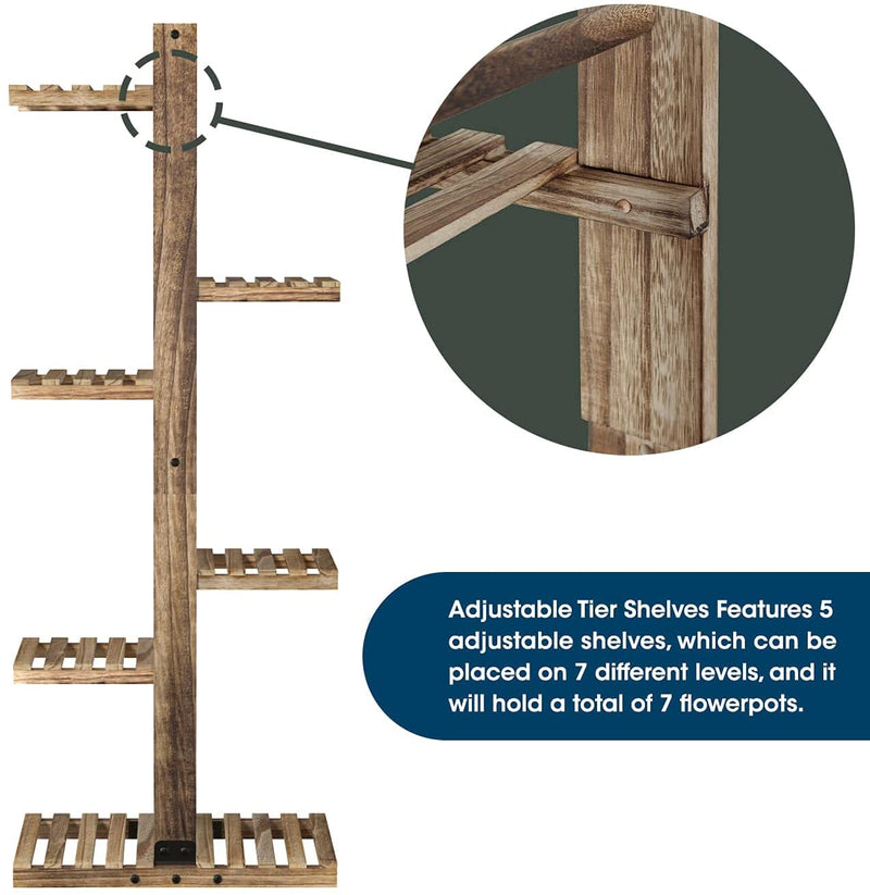 Rustic Wood 6 Tiered Plant Stand