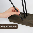 Black Metal Jewelry Tree Stand Organizer with Wood Tray