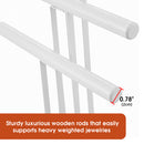 3 Tier Wood Jewelry Display Tree Stand with Leather Tray (White)