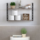 Double Sided Funny Bathroom Sign Box (Rustic Wood)