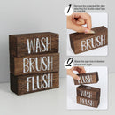 Wash Brush Flush Bathroom Sign Box (3 Piece Design)