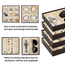 Set of 4 Stackable Leather Jewelry Tray Organizer (Dark Brown)