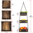 3-Tier Rustic Wood Hanging Fruit Basket