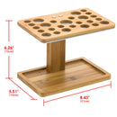 Bamboo Makeup Brush Air Drying Rack Holder with 26 Holes