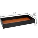 Leather Bamboo Storage Valet Tray Organizer (Black)