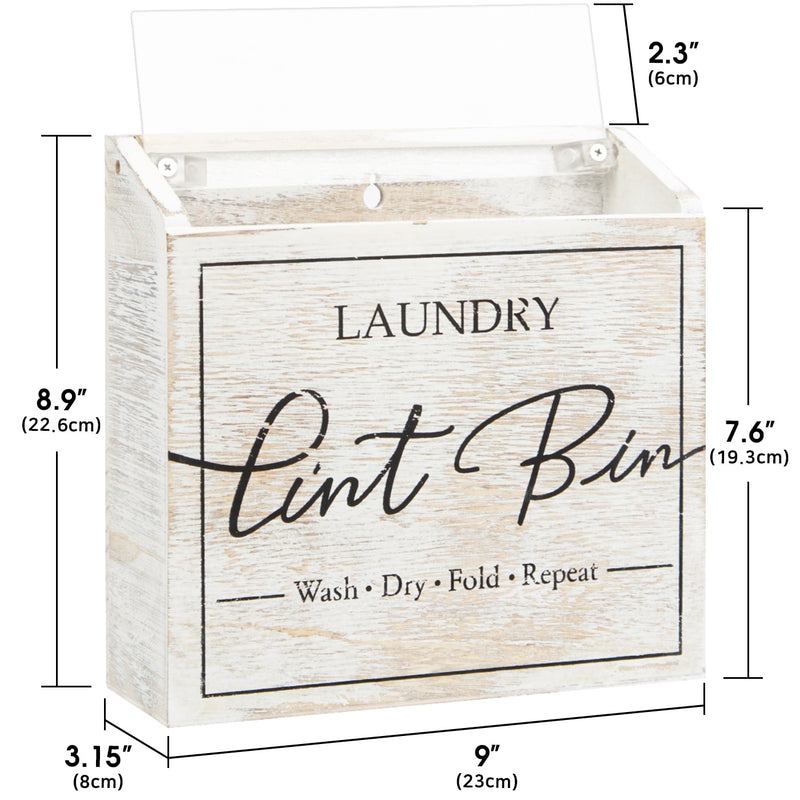 Magnetic Lint Bin (White Washed Wood)
