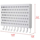 White Wall Mounted Jewelry Organizer Display with 109 Holes & 19 Hooks
