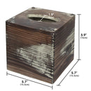 Set of 2 Rustic Wood Square Tissue Box Holder Cover