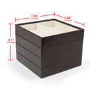 Set of 4 Stackable Leather Jewelry Tray Organizer (Dark Brown)