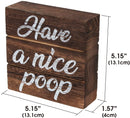 Double Sided Funny Bathroom Sign Box (Rustic Wood)