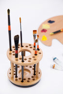 360 Rotating Bamboo Paint Brush Holder with 27 Holes