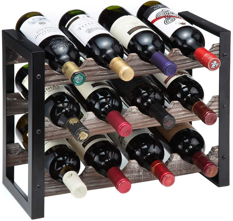 3 Tier Stackable Freestanding Wine Rack for 12 Bottles