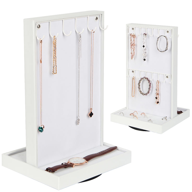 Rotating White Two-Sided Jewelry Display Stand