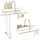 Set of 2 Gold and White Wall Mounted Hanging Jewelry Organizer