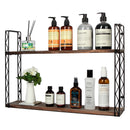 2 Tier Wall Mount Rustic Wood Shelves