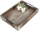 Rustic Wood Serving Tray with Metal Handles