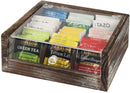 9 Comparments Rustic Wood Tea Bag Storage Organizer Box