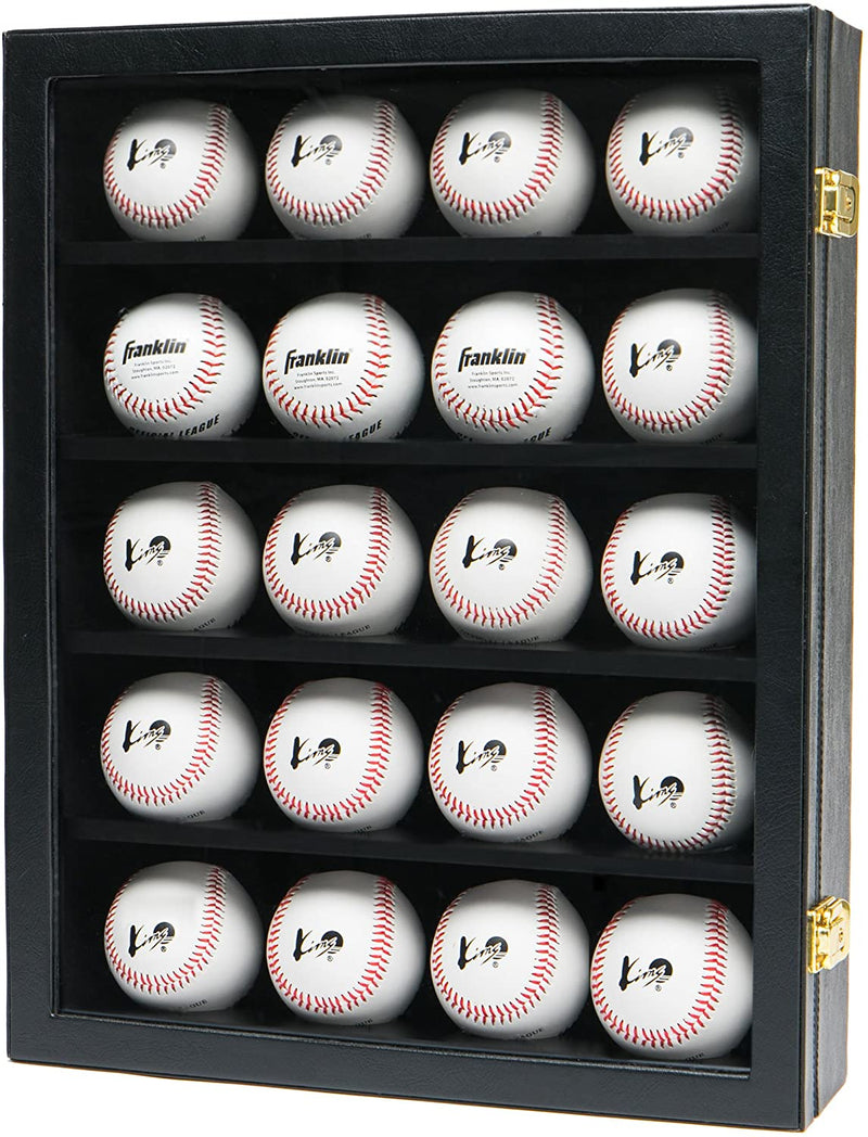 20 Baseball Leather Display Case Cabinet Wall Rack Holder