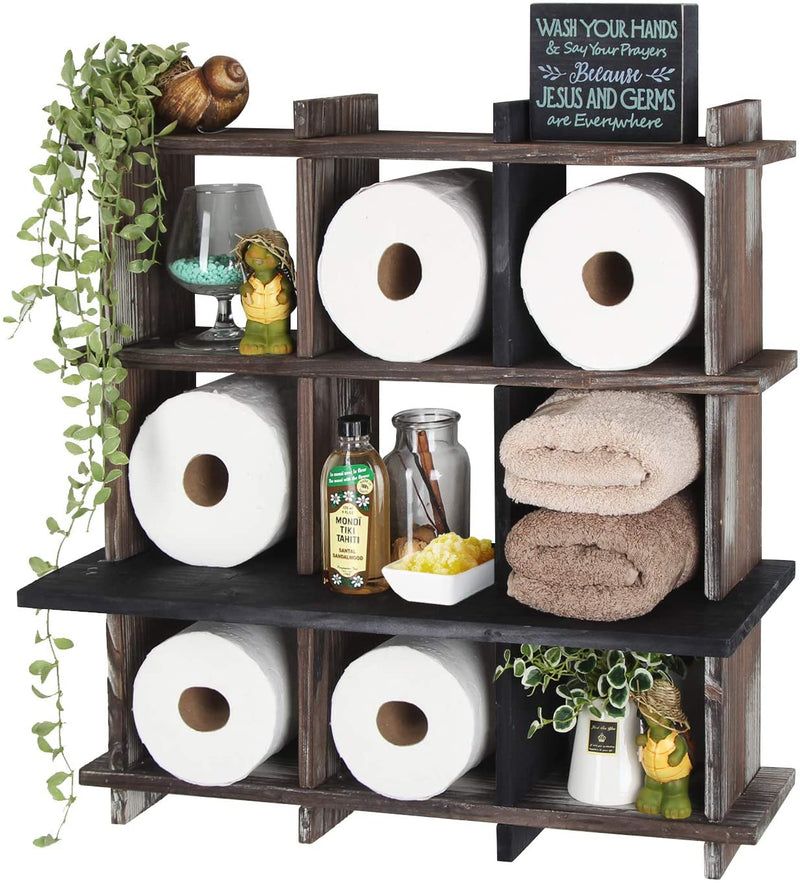 Wooden Bathroom Shelf with 9 Comparments