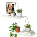 Rustic White Floating Hanging Shelf- Set of 2