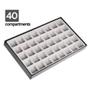 40 Comparment Stackable Synthetic Leather Jewelry Tray (Black)
