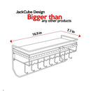 Hanging Jewelry Organizer with 9 Hooks and Bamboo Bamboo Shelf (Black Metal)