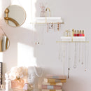 Set of 2 Gold and White Wall Mounted Hanging Jewelry Organizer