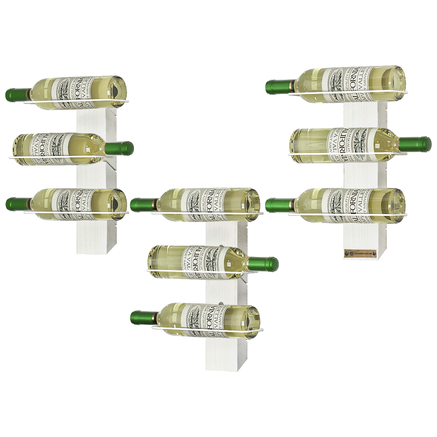 White Wall Mount Wine Rack Organizer for 9 Bottles – J JACKCUBE DESIGN