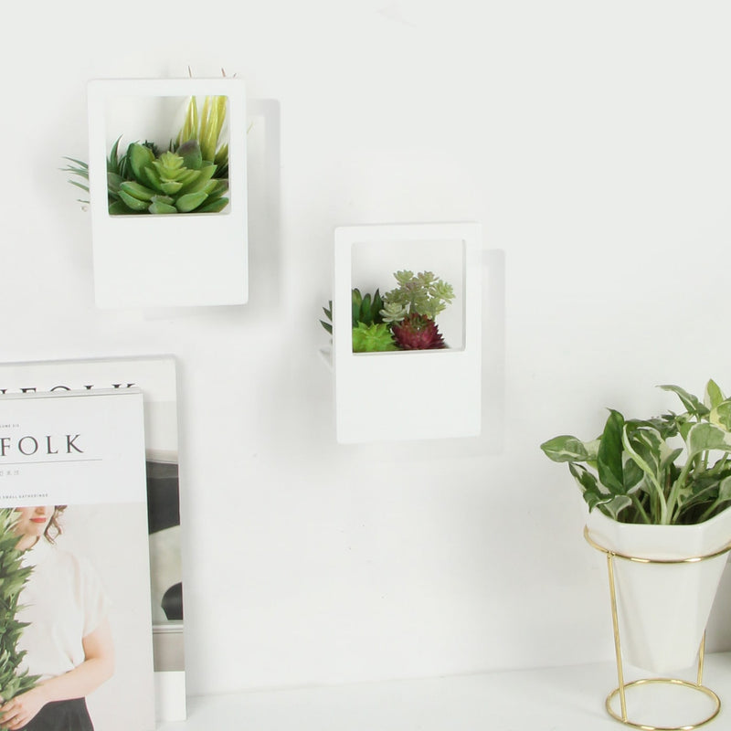white wall planter indoor Set of 2 White Wall Hanging Planter- Indoor Succulent, Flower Wall Mou – J JACKCUBE DESIGN