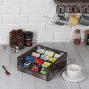 9 Comparments Rustic Wood Tea Bag Storage Organizer Box