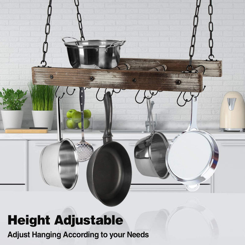 Rustic Ceiling Rack Ceiling Mounted Wooden Pot Rack | Shelly Lighting