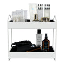 2 Tier White Bathroom Leather Storage Rack